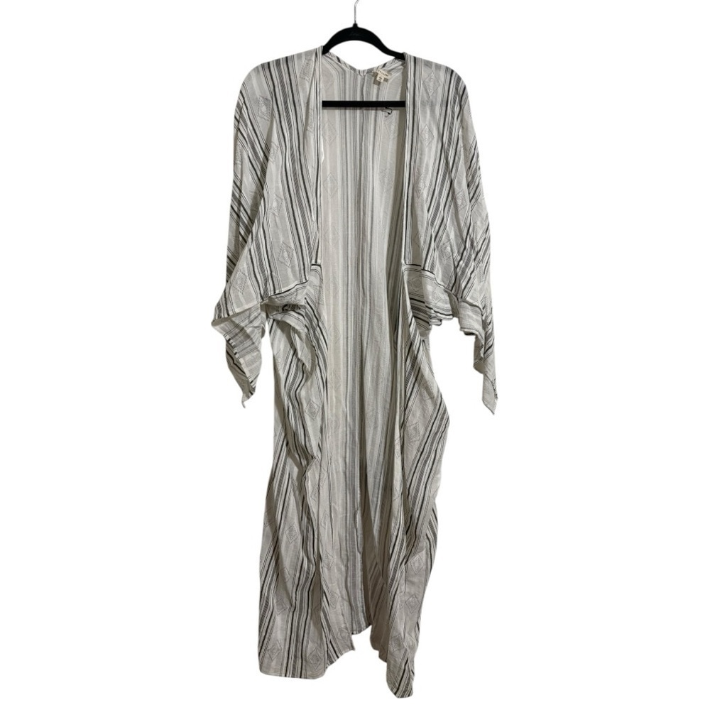 Striped Open Front Kimono I Size: L